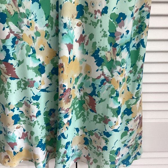 Sundance Floral Midi Dress100% Silk Size P14 In Pastel Green & Multicolor Print - Picture 6 of 16
